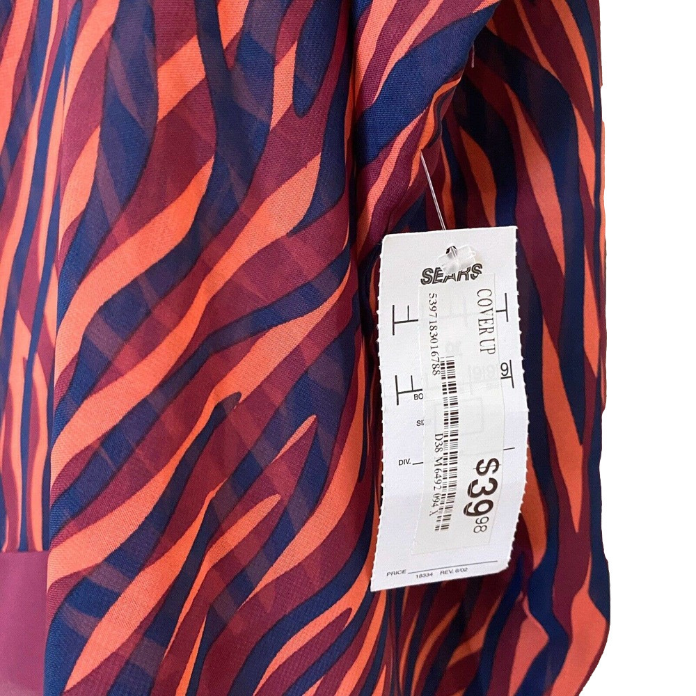 🌵 NWT Jaclyn Smith Women's Zebra Striped Maroon Swimsuit Cover Up - Large/XL - Picture 6 of 7